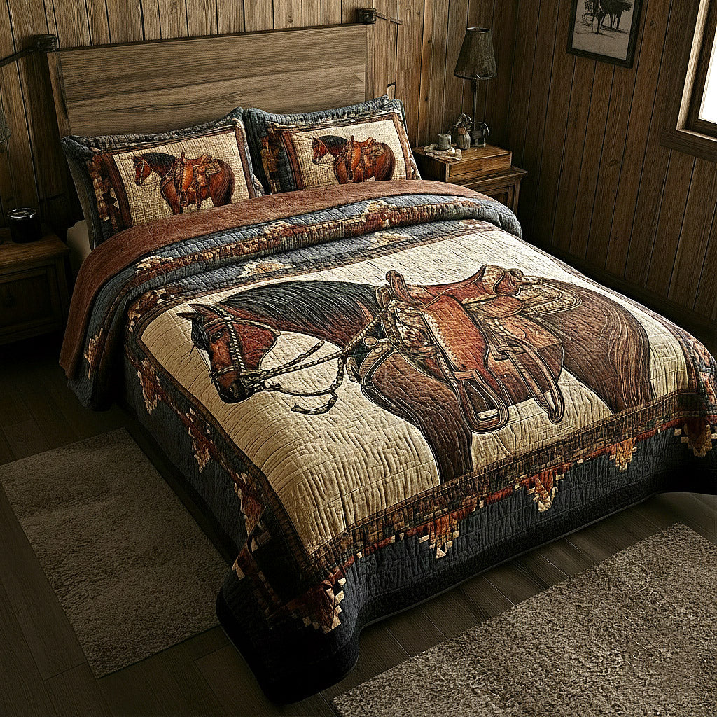 Prairie Horse Quilted Bedding Set