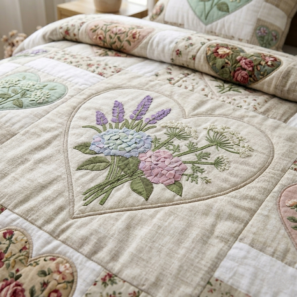 Flower Patchwork Quilted Bedding Set