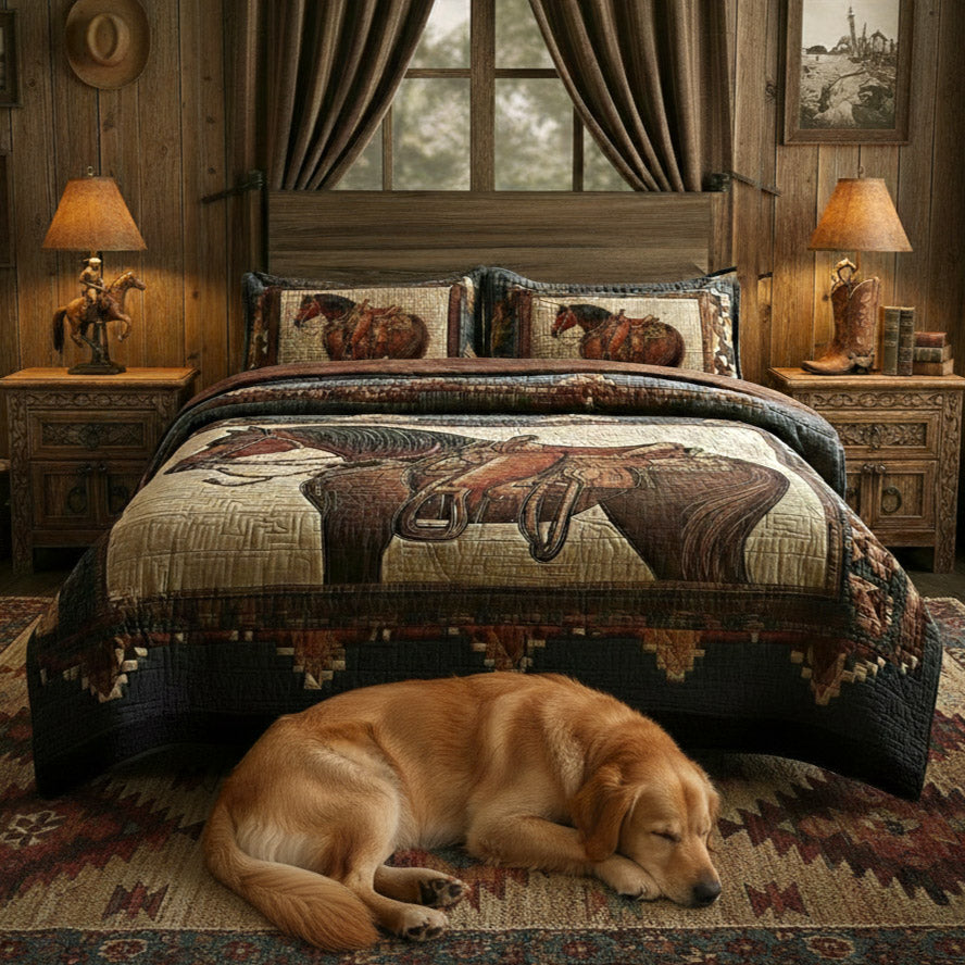 Prairie Horse Quilted Bedding Set