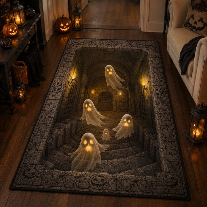 Ghostly Swirl Quilted Area Rug