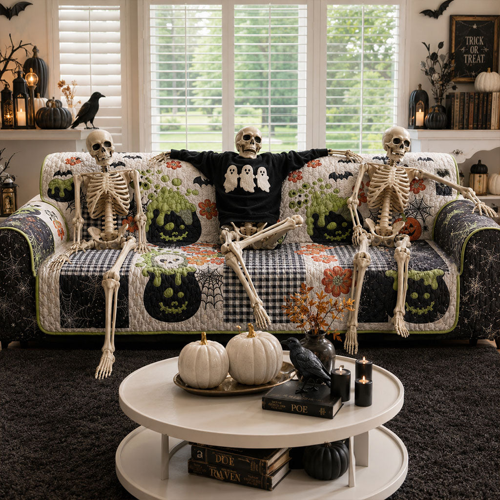 Hauntingly Beautiful Ghostly Potions Quilted Sofa Cover