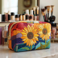 Golden Bloom Quilted Cosmetic Bag