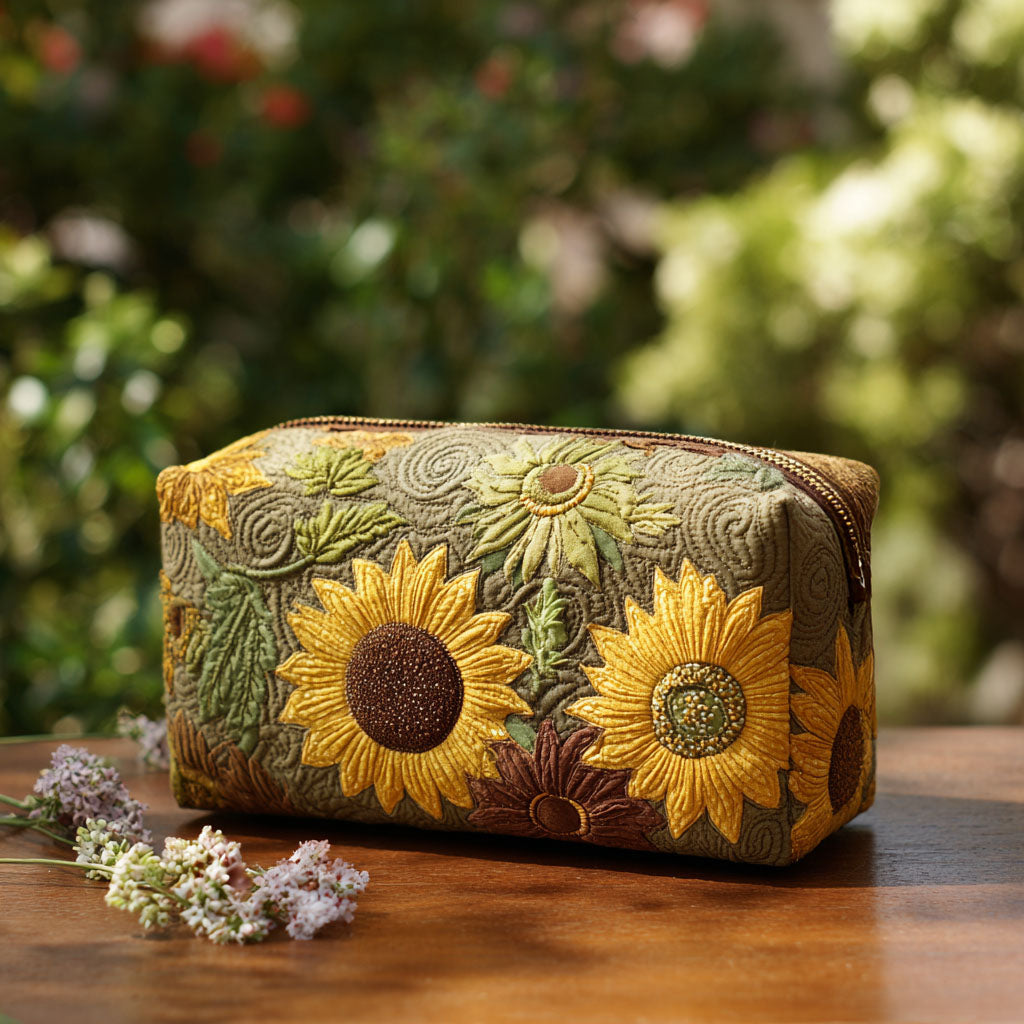 Golden Field Quilted Cosmetic Bag