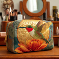 Golden Humming Quilted Cosmetic Bag