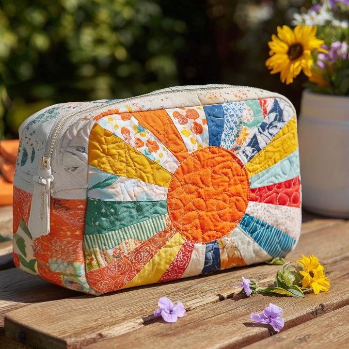 Golden Ray Quilted Cosmetic Bag
