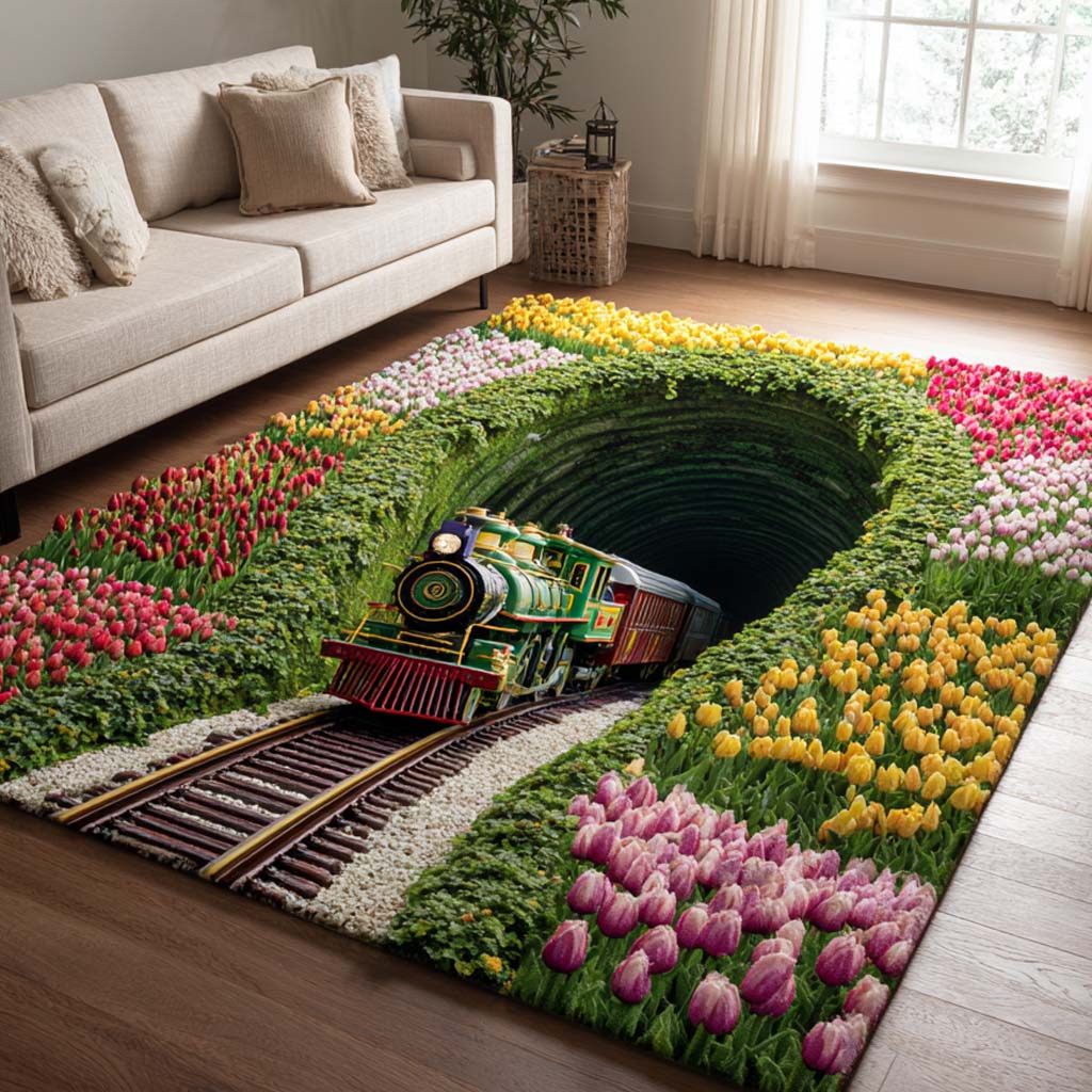 Green Portal Quilted Area Rug