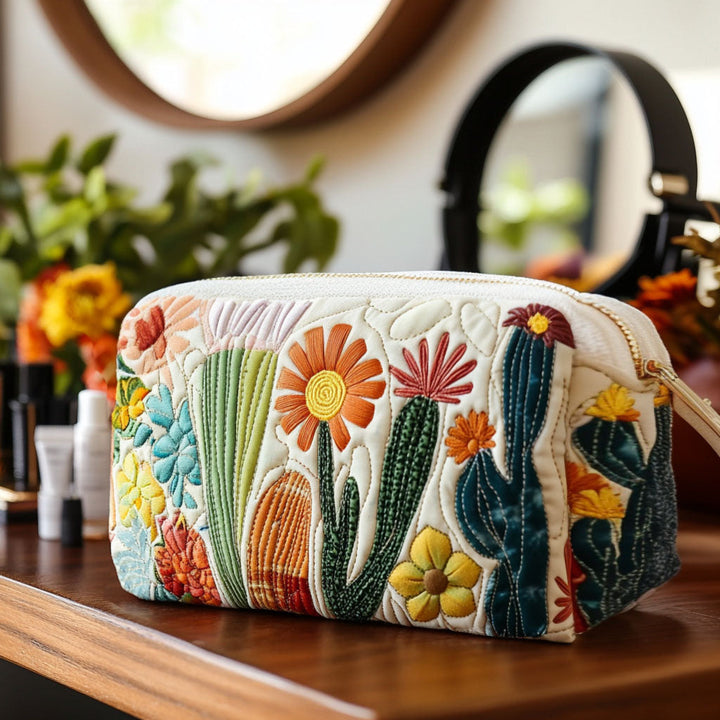Green Spines Quilted Cosmetic Bag