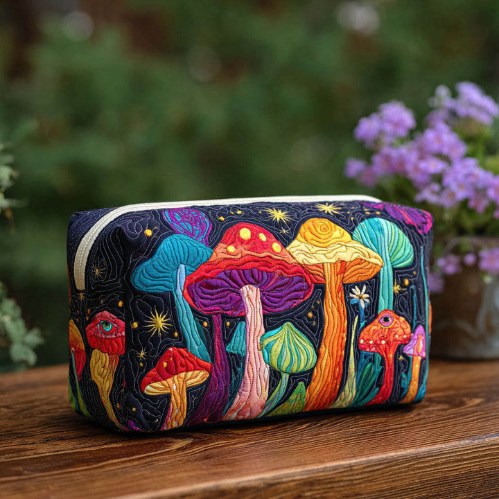 Groovy Shroom Quilted Cosmetic Bag