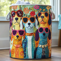 Happy Dogs Quilted Laundry Basket