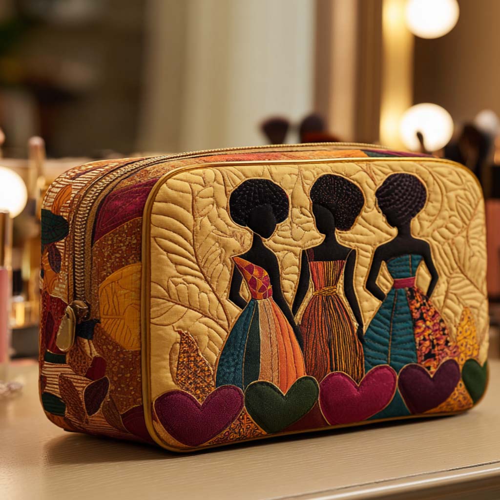 Heart Sisters Quilted Cosmetic Bag