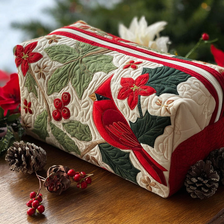 Holly Cardinal Quilted Cosmetic Bag