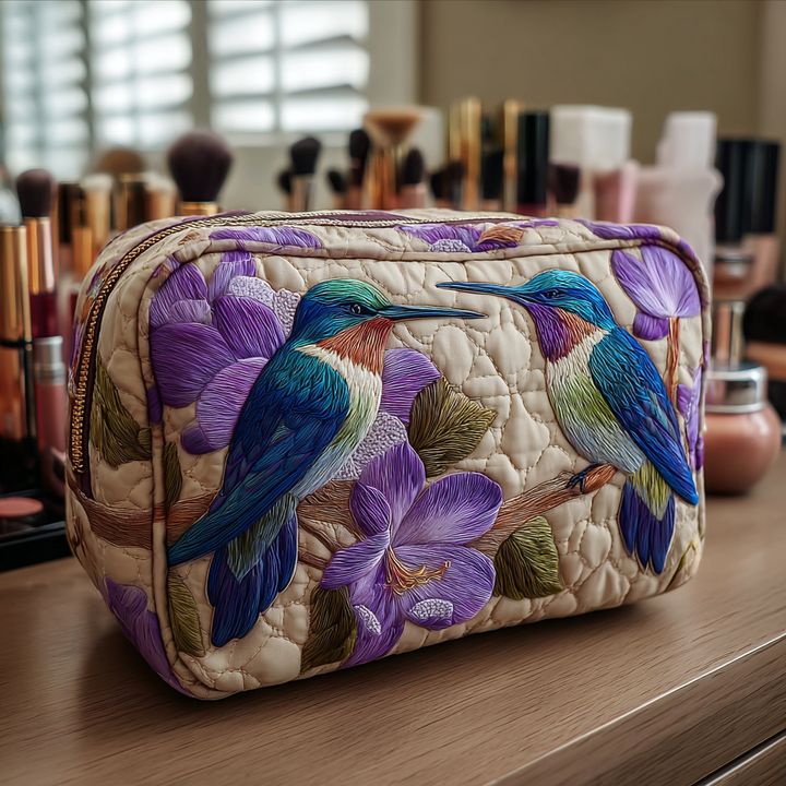 Hummingbird Bliss Quilted Cosmetic Bag