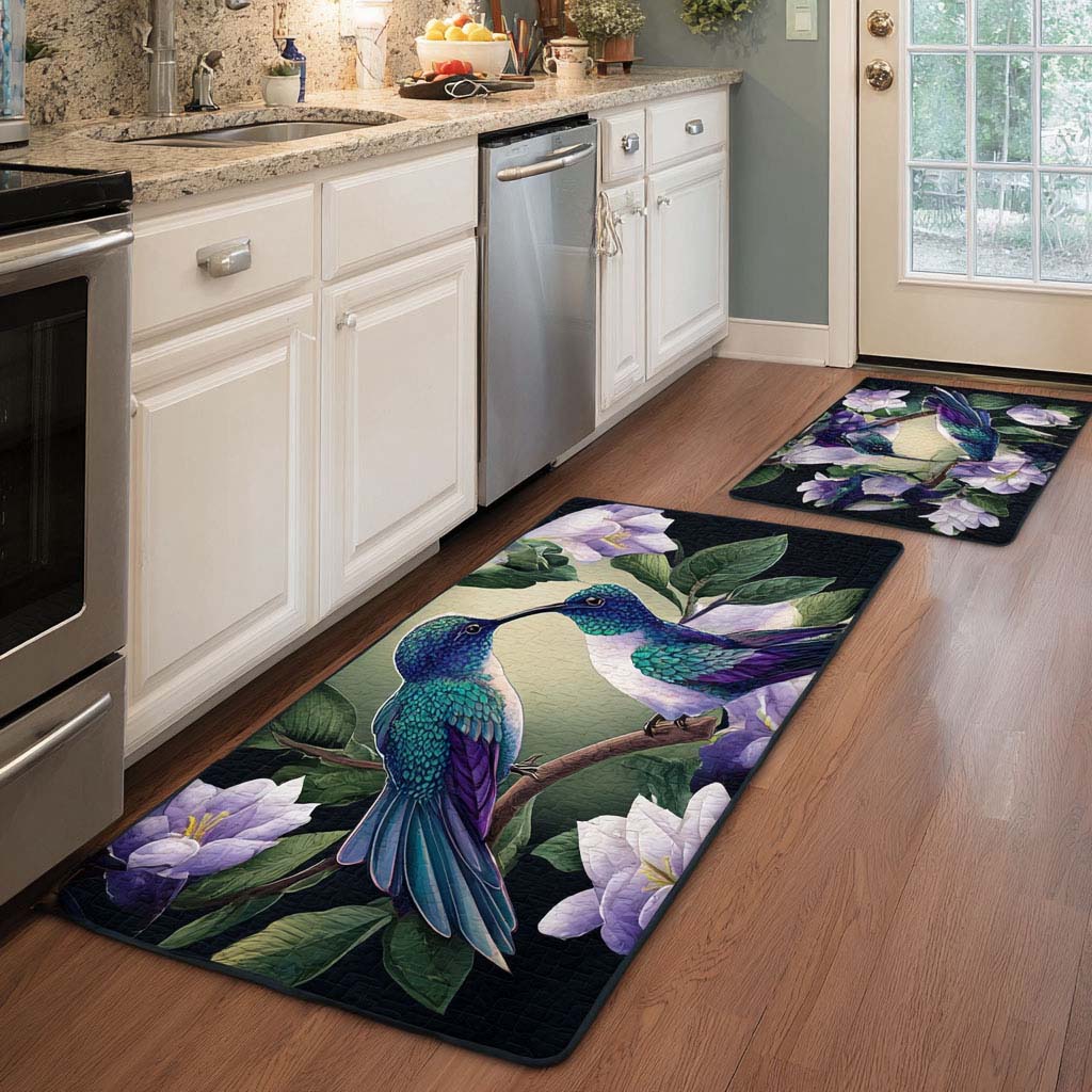 Hummingbird Bloom Kitchen Rug Set