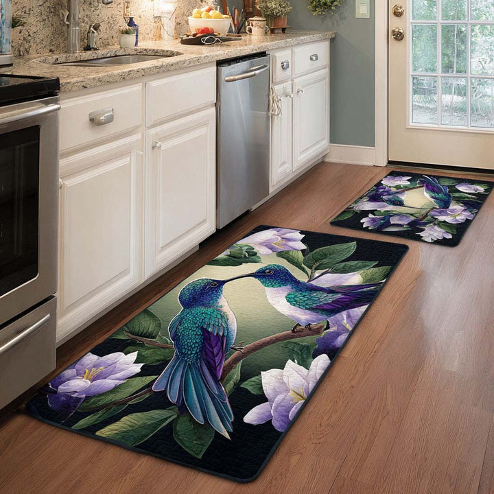 Hummingbird Bloom Kitchen Rug Set