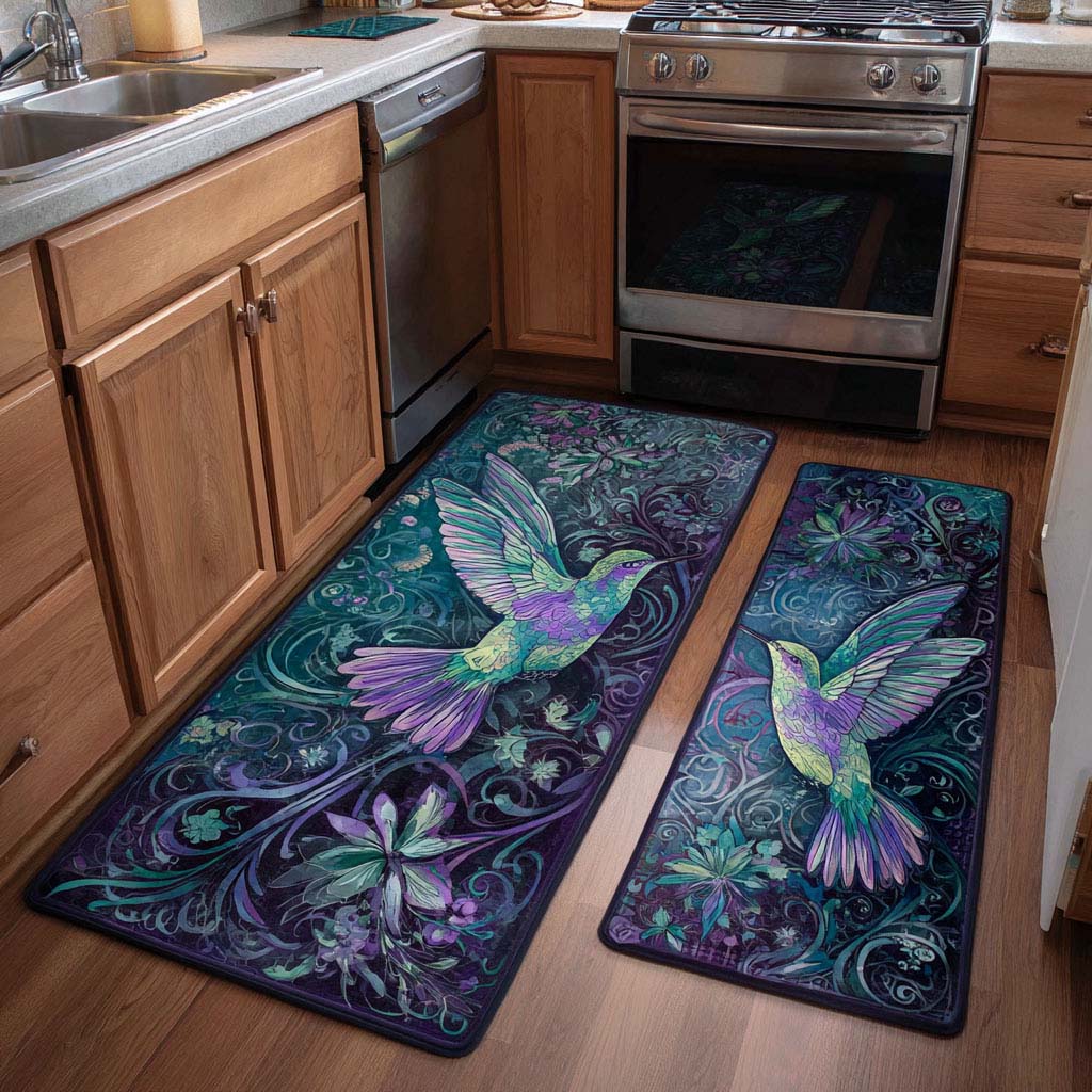 Hummingbird Themed Kitchen Rug Set