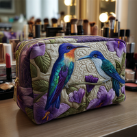 Hummingbird Whisper Quilted Cosmetic Bag