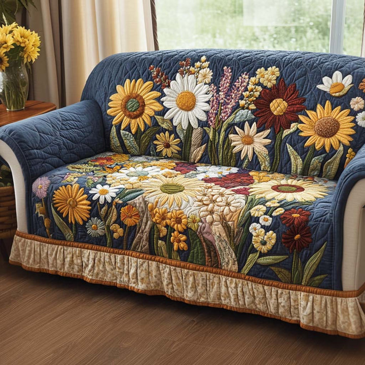 Joyful Petal Quilted Sofa Cover
