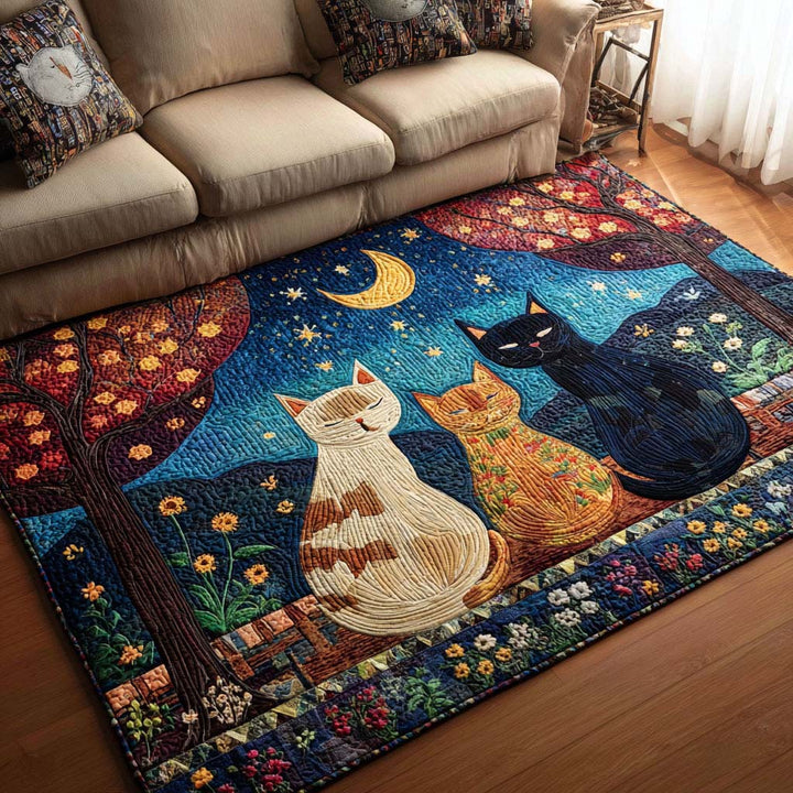 Cozy Lazy Cat Quilted Area Rug