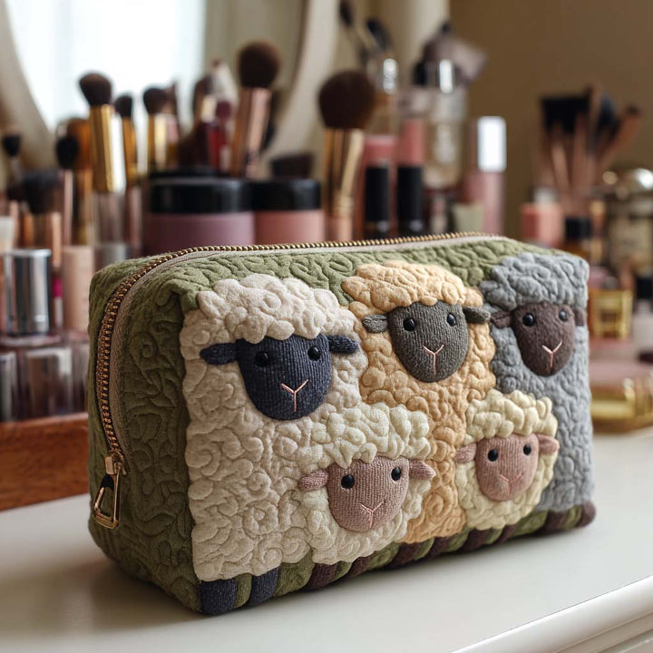 Happy Flock Quilted Cosmetic Bag