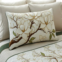 Magnolia Flower Quilted Cushion Cover