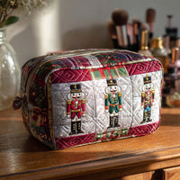 Merry Nutcracker Quilted Cosmetic Bag
