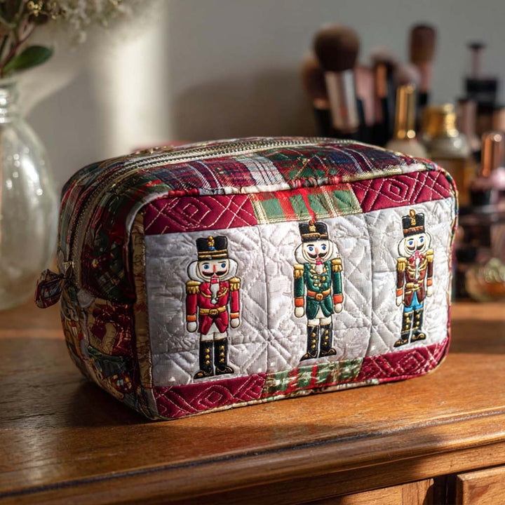 Merry Nutcracker Quilted Cosmetic Bag