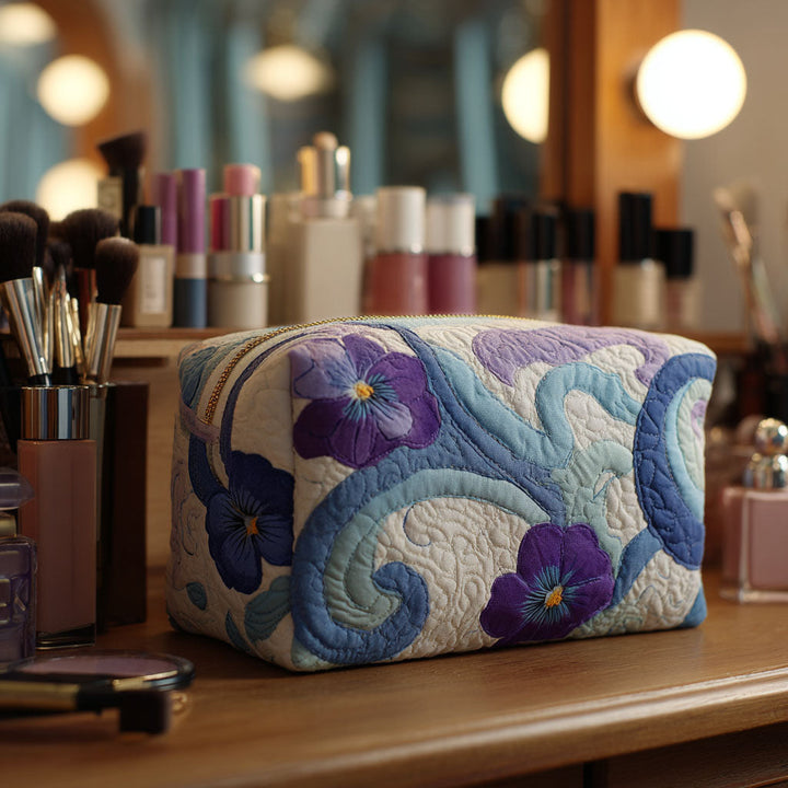 Midnight Violet Quilted Cosmetic Bag