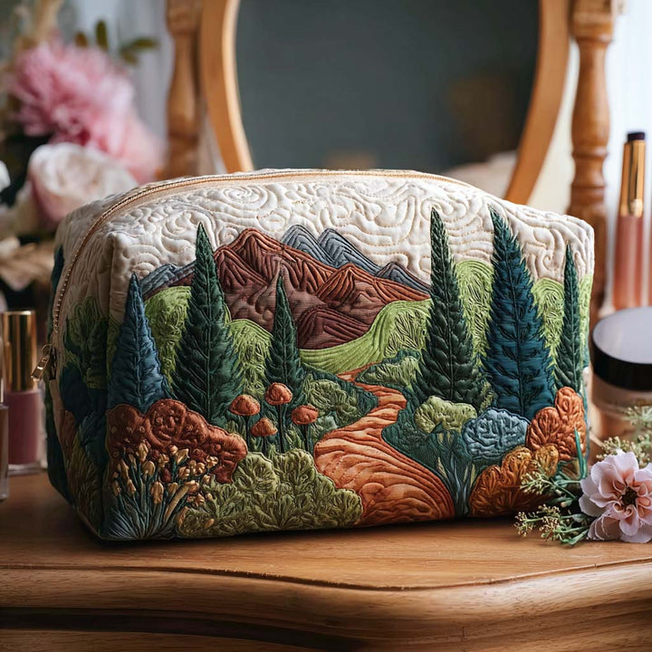 Mossy Pathways Quilted Cosmetic Bag
