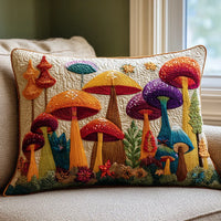 Mushroom Garden Padded Quilted Cushion Cover