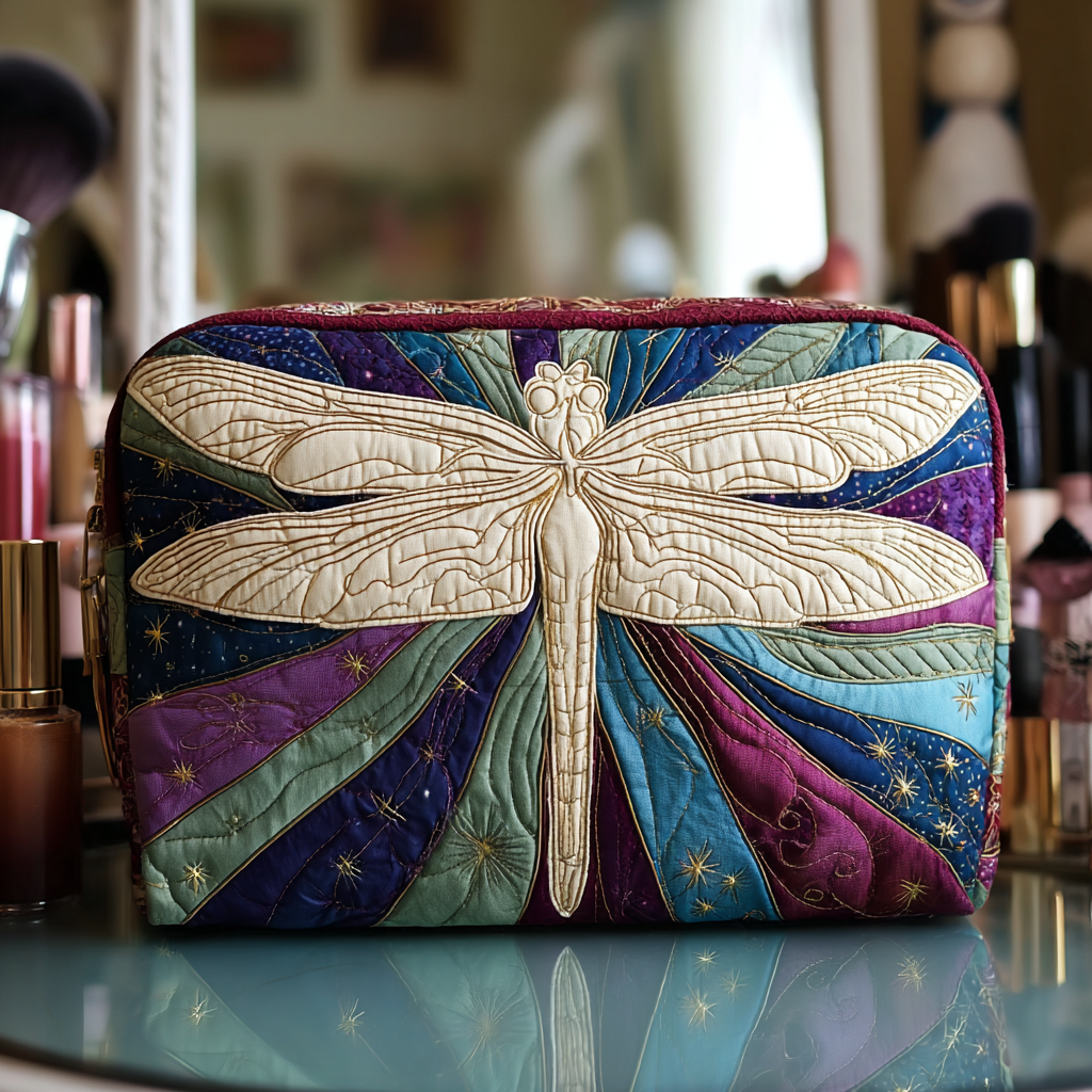 Mystic Dragonfly Quilted Cosmetic Bag