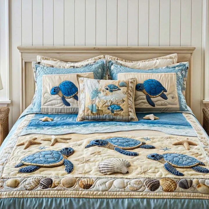 Ocean Waves Quilted Bedding Set