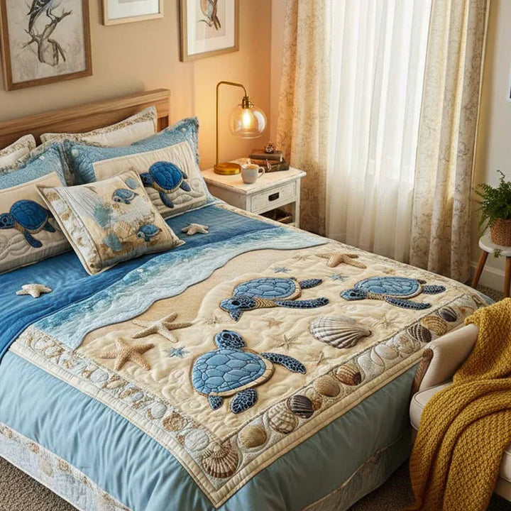 Ocean Waves Quilted Bedding Set