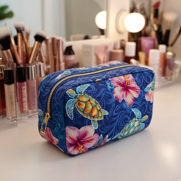 Ocean Turtle Quilted Cosmetic Bag