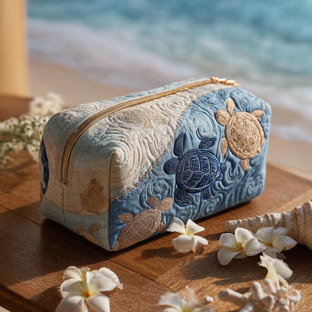 Ocean Turtle Quilted Cosmetic Bag