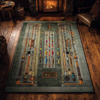 Vintage Fishing Themed Quilted Area Rug