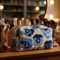 Pansies Breeze Quilted Cosmetic Bag