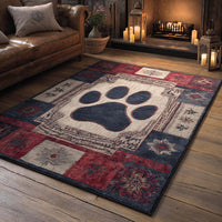 Patchwork Paw Print Quilted Area Rug