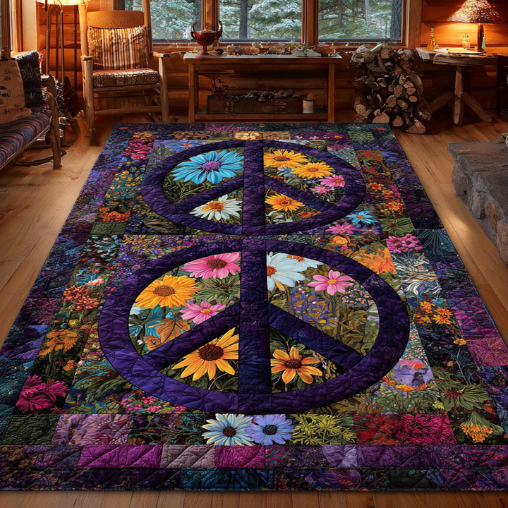 Patchwork Peace Quilted Area Rug
