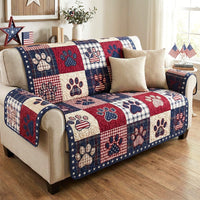 Patriotic Pawprint Quilted Sofa Cover