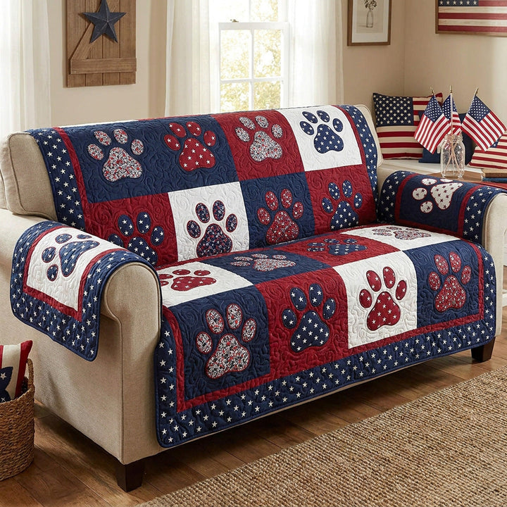 Patriotic Paws Quilted Sofa Cover