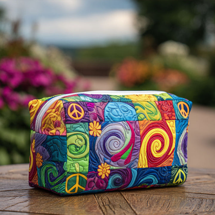 Peace Vibe Quilted Cosmetic Bag