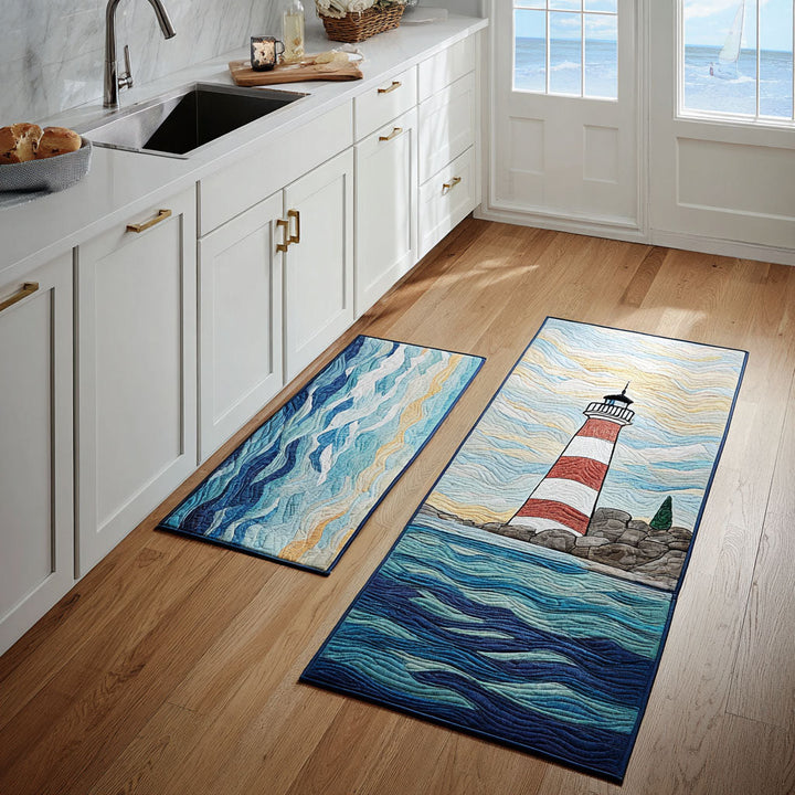 Peaceful Lighthouse Kitchen Rug Set
