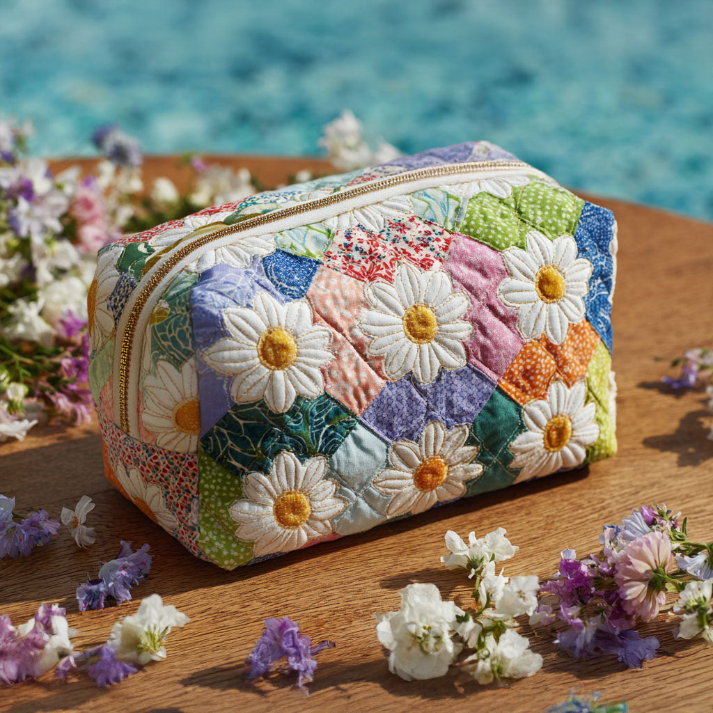 Petal Path Quilted Cosmetic Bag
