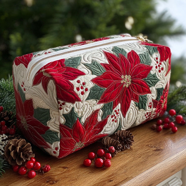 Poinsettia Quilted Cosmetic Bag