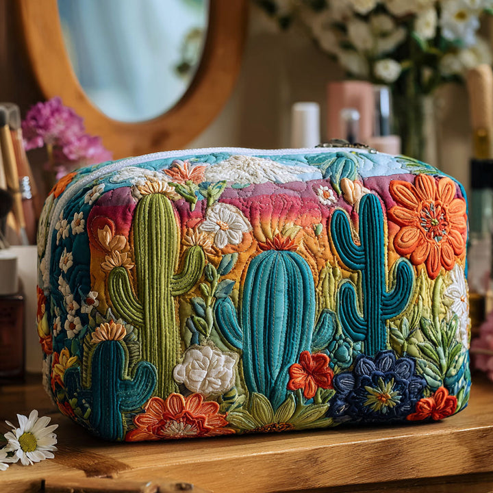 Prickly Whimsy Quilted Cosmetic Bag