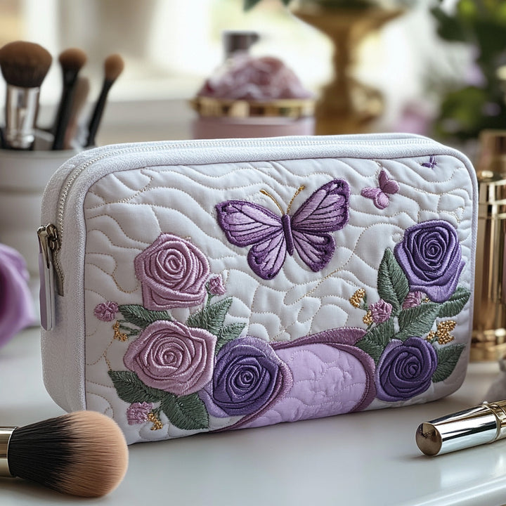 Purple Elegance Quilted Cosmetic Bag