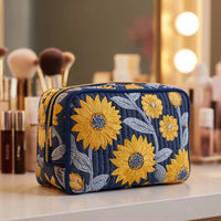 Radiant Bloom Quilted Cosmetic Bag