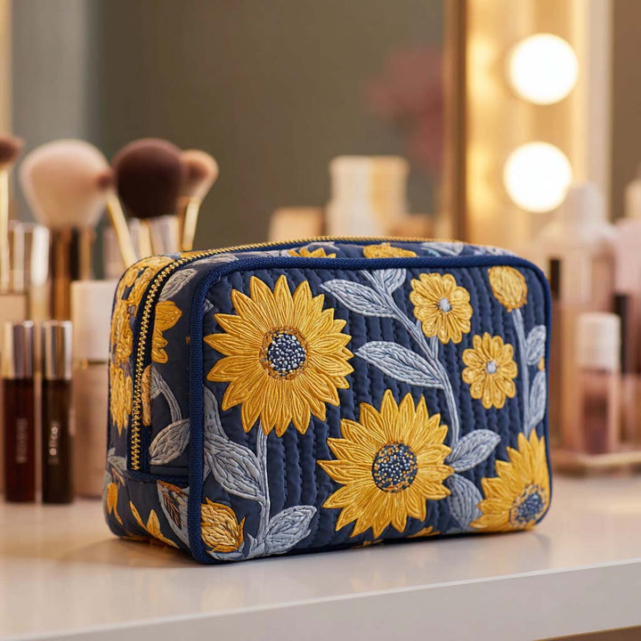 Radiant Bloom Quilted Cosmetic Bag