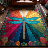Vibrant Dragonfly Quilted Area Rug
