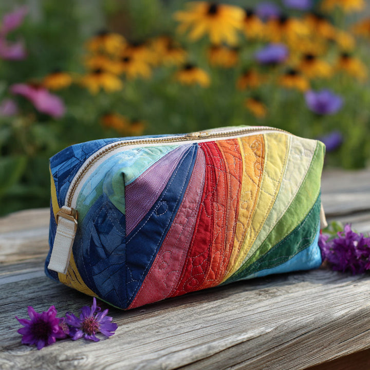 Rainbow Flow Quilted Cosmetic Bag